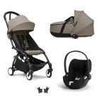 Poussette Trio YOYO 3 pack 6+ + siège auto Cloud T plus Black + nacelle YOYO - Châssis noir - Taupe
