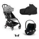 Poussette Trio YOYO 3 pack 6+ + siège auto Cloud T plus Black + nacelle YOYO - Châssis noir - Zebra / Noir