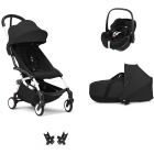 Poussette Trio YOYO 3 pack 6+ et siège auto Pebble 360 Pro² + Nacelle YOYO - Chassis blanc - Noir