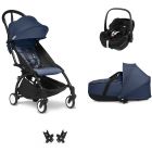 Poussette Trio YOYO 3 pack 6+ et siège auto Pebble 360 Pro² + Nacelle YOYO - Chassis noir - Bleu Air France