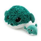 Peluche géante Les Ptipotos poisson globe et son bébé Gobetou vert