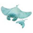 Peluche géante Les Ptipotos raie manta et son bébé Mantalou Aqua