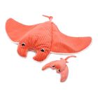 Peluche géante Les Ptipotos raie manta et son bébé Mantalou Corail