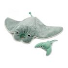 Peluche géante Les Ptipotos raie manta et son bébé Mantalou menthe