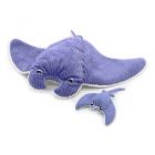 Peluche géante Les Ptipotos raie manta et son bébé Mantalou violet