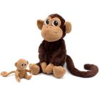 Peluche Les Ptipotos le singe Zazou maman et bébé