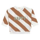 Pull enfant en coton bio - Little Gang blanc caramel 3/6 mois