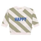 Pull enfant en coton bio - Little Gang blanc khaki 3/6 mois