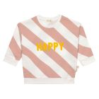 Pull enfant en coton bio - Little Gang blanc rose 3/6 mois