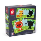 Lot de 12 puzzles de 2 pièces Les animaux et leur ombre