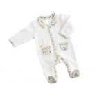 Pyjama bébé blanc 1 mois col motif végétal Promenons nous