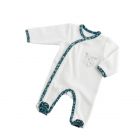 Pyjama bébé velours blanc 1 mois ouverture devant panda chao chao