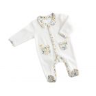 Pyjama bébé blanc 3 mois col motif végétal Promenons nous