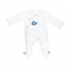 Pyjama bébé blanc naissance ouverture côté Blue Baleine