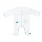 Pyjama bébé blanc 1 mois ouverture devant Blue Baleine