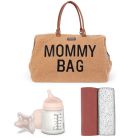 Sac à langer Mommy bag teddy beige + lot de 2 langes 120cm Brique et Terrazzo + coffret zéro.zéro biberon 180ml + sucette 2mois