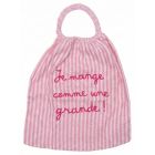 Serviette élastique enfant gaze de coton comme une grande rayé vieux rose