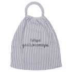 Serviette élastique enfant gaze de coton rayé vert de gris