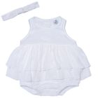 Set barboteuse + bandeau en gaze blanc - 18 mois