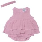 Set barboteuse + bandeau en gaze pétale - 18 mois
