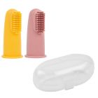 Lot de 2 brosses à dents silicone rose et jaune