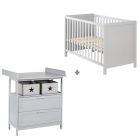 Chambre bébé duo 'Hamburg' taupe 2 en 1 lit bébé 60x120 + commode à langer 2 tiroirs