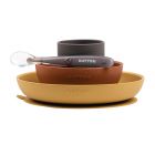 Coffret repas 4 pièces en silicone ocre et terracotta