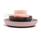 Coffret repas 4 pièces en silicone rose aubergine