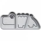 Assiette bébé compartimentée en silicone Croco gris