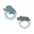 Lot de 2 anneaux de dentition en silicone Deer friends Green/Blue