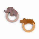 Lot de 2 anneaux de dentition en silicone Deer friends Mustard / Powder