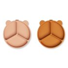 Lot de 2 assiettes compartimentées Stacy Mustard Tuscany Rose mix