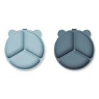 Lot de 2 assiettes compartimentées Stacy Sea blue Whale blue
