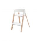 Chaise haute Steps assise blanche pied hêtre naturel