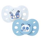 Lot de 2 sucettes anatomiques 18 mois+ Animaux Bleu clair et foncé