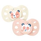 Lot de 2 sucettes anatomiques 18 mois+ Animaux Rose et beige