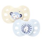 Lot de 2 sucettes anatomiques 6-18 mois Animaux Bleu et beige