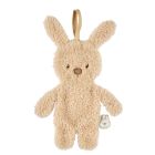 Doudou attache tétine lapin Teddy bouclette beige