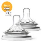 Lot de 2 tétines Natural 6 Mois + 3 Trous Débit rapide