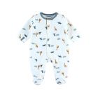 Pyjama bébé de naissance en velours blanc motifs dinosaure, girafe et tricératops