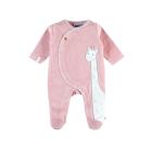 Pyjama bébé en velours girafe Tiga rose - 3 mois