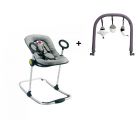 Transat bébé Up & Down Noir et gris Pois prune + Arche de jeux