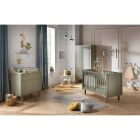 Chambre trio lit bébé 60x120 + commode 1 tiroir 2 portes + armoire Eleonore Kaki