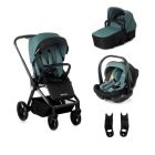 Poussette trio Stratos avec nacelle Stratos et coque travel carrier Be Teal