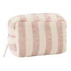 Trousse de toilette en bambou doublure imperméable rayée ivoire/ galet