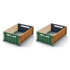 Lot de 2 boîtes de rangement Weston taille S Sea Blue Mix