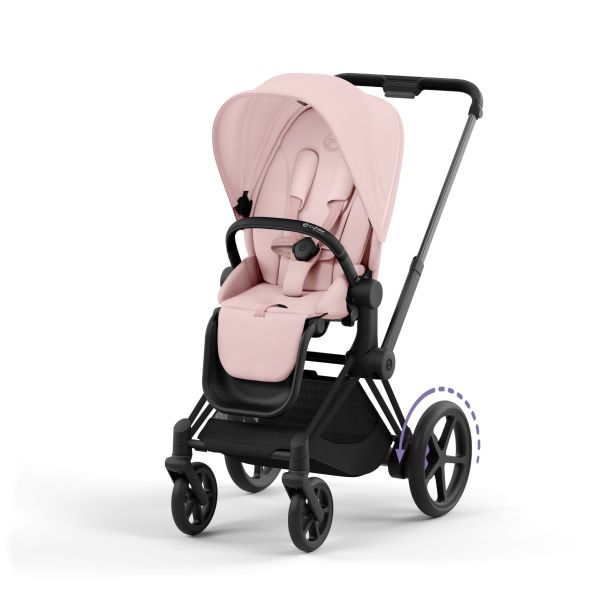 Poussette trio E-Priam 2 Matt Black Habillage Peach Pink + Siège auto Cloud T i-Size + Nacelle Peach Pink