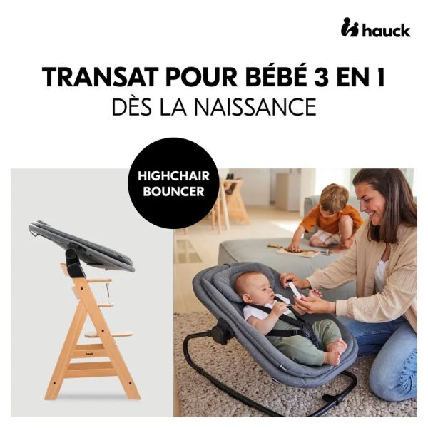 Pack Chaise haute bébé Arketa naturel avec son newborn éco dark gris