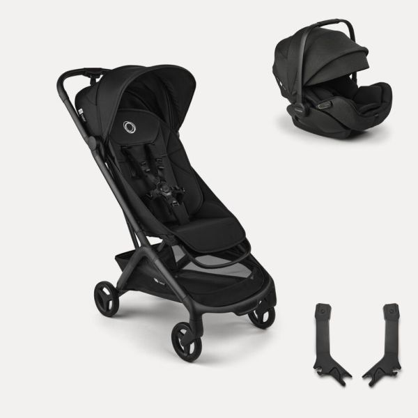 Pack duo poussette Butterfly 2 Noir + siège auto otter by Nuna Noir et adaptateurs