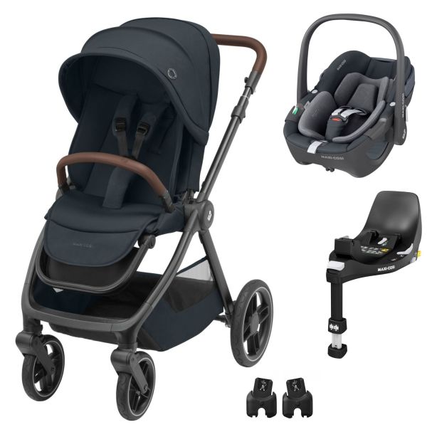 Poussette duo Oxford + siège auto Pebble 360 Essential Graphite + Base FamilyFix 360